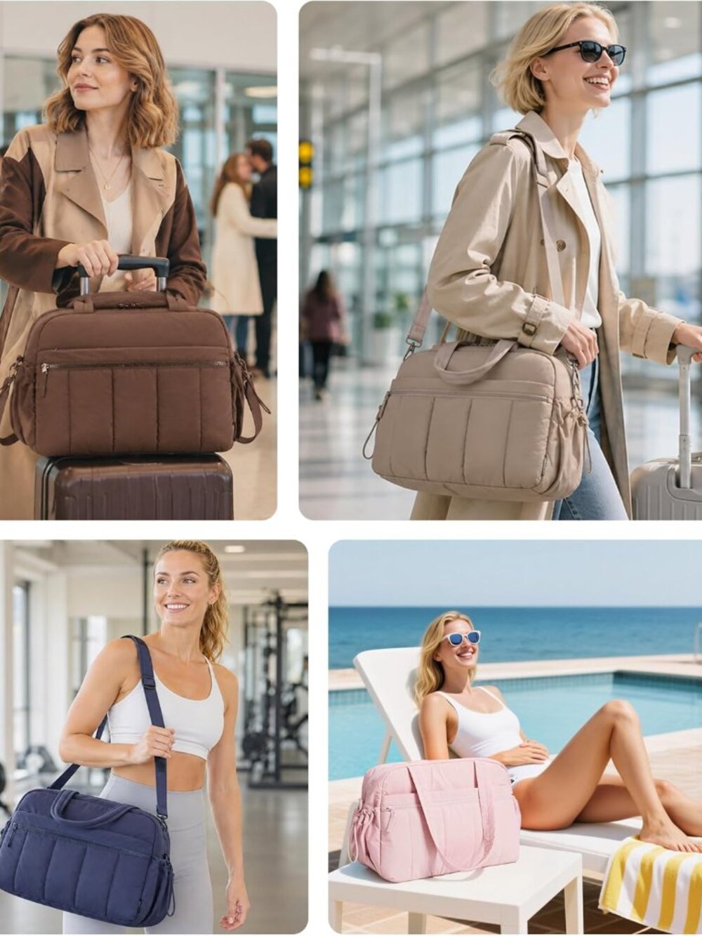Duffle Bag for Travel, Gym Bag for Women, Weekender Carry on - Picture 6 of 9